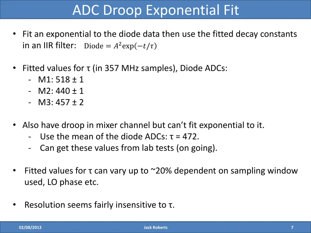 adc droop exponential fit