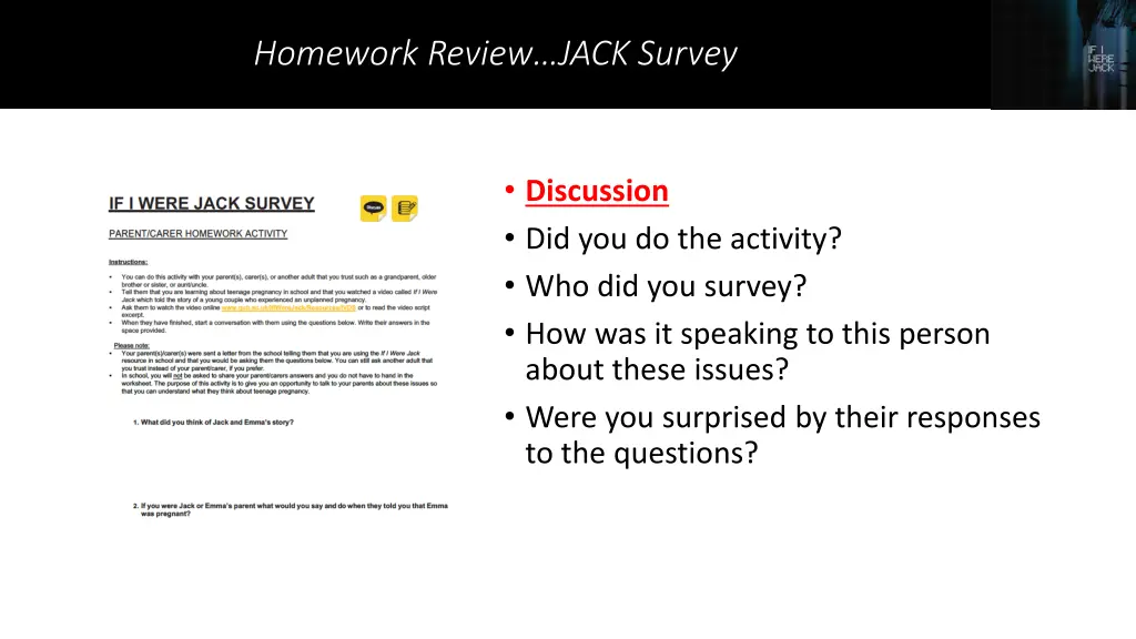 homework review jack survey