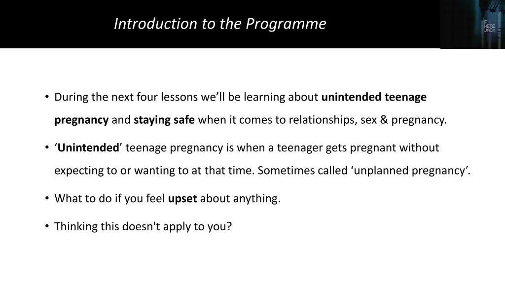 introduction to the programme