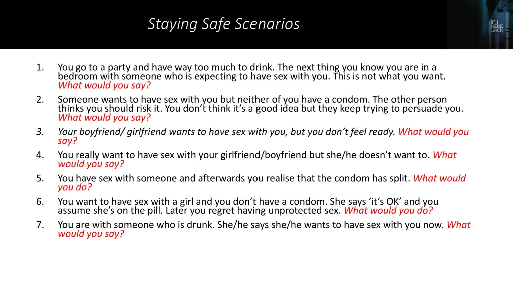 staying safe scenarios