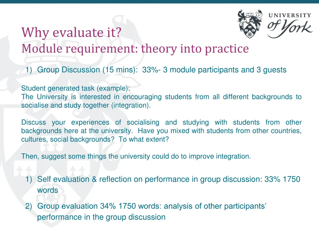 why evaluate it module requirement theory into