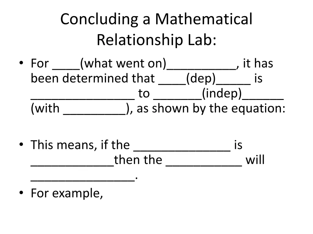 concluding a mathematical relationship