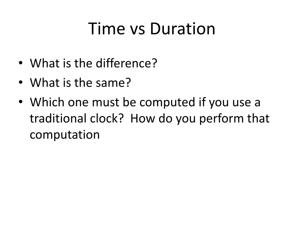 time vs duration