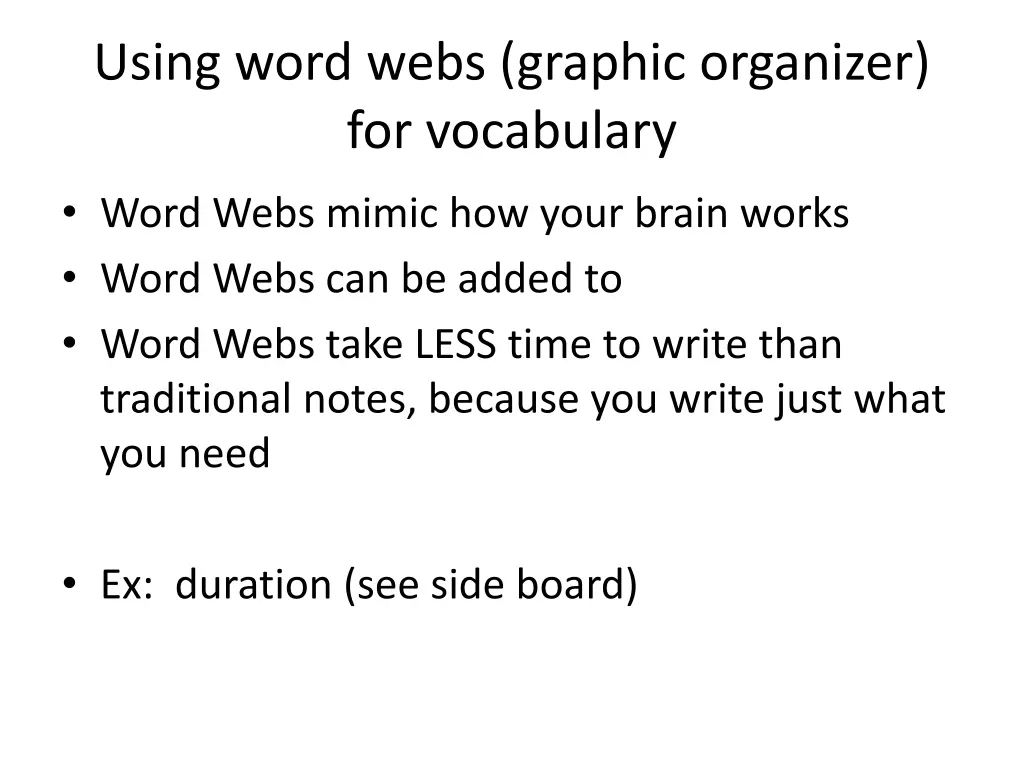 using word webs graphic organizer for vocabulary