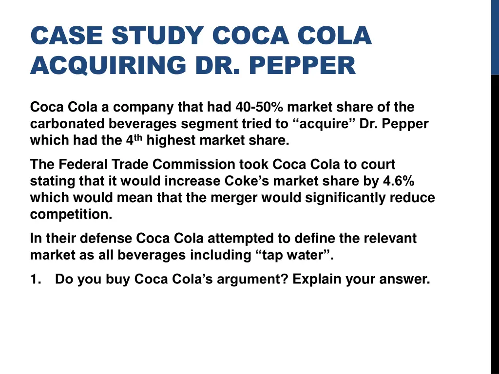 case study coca cola acquiring dr pepper