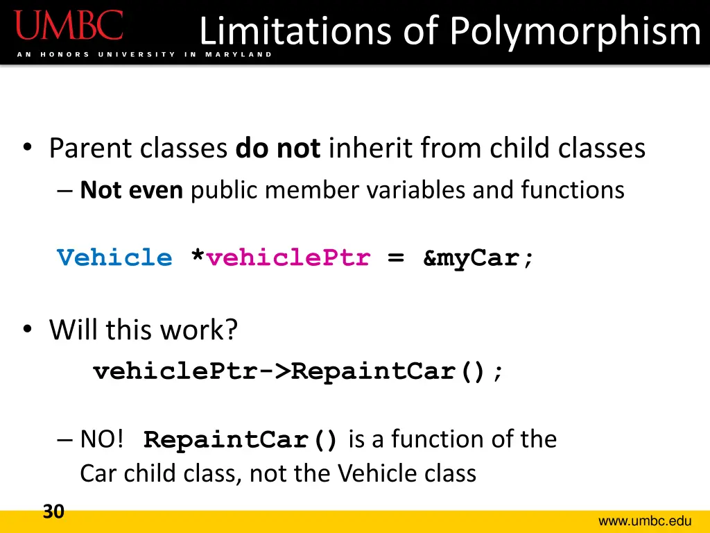 limitations of polymorphism 2