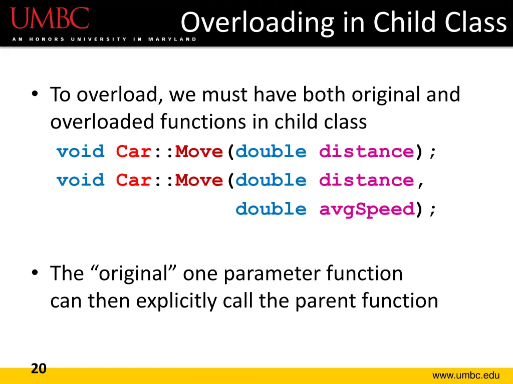 overloading in child class