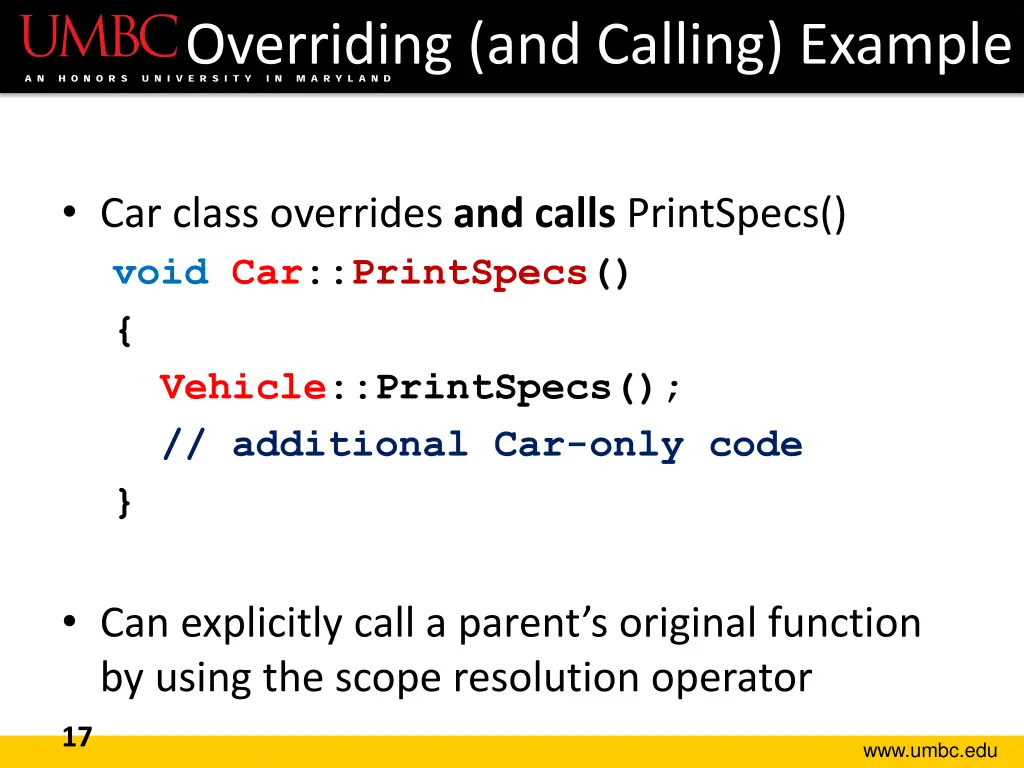 overriding and calling example