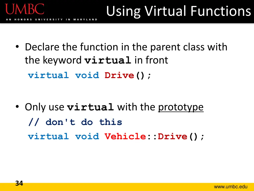 using virtual functions