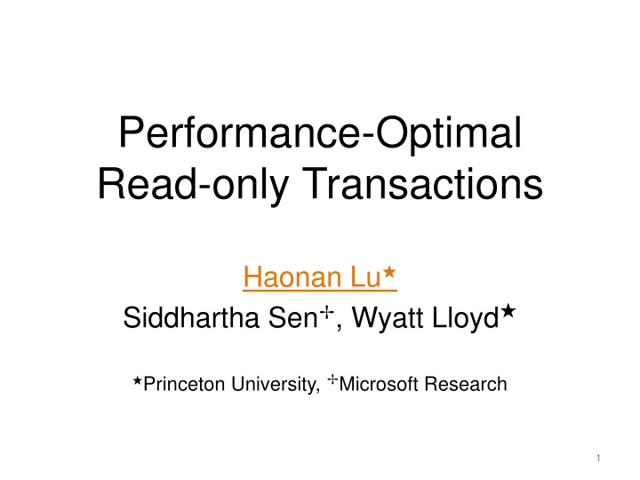 performance optimal read only transactions