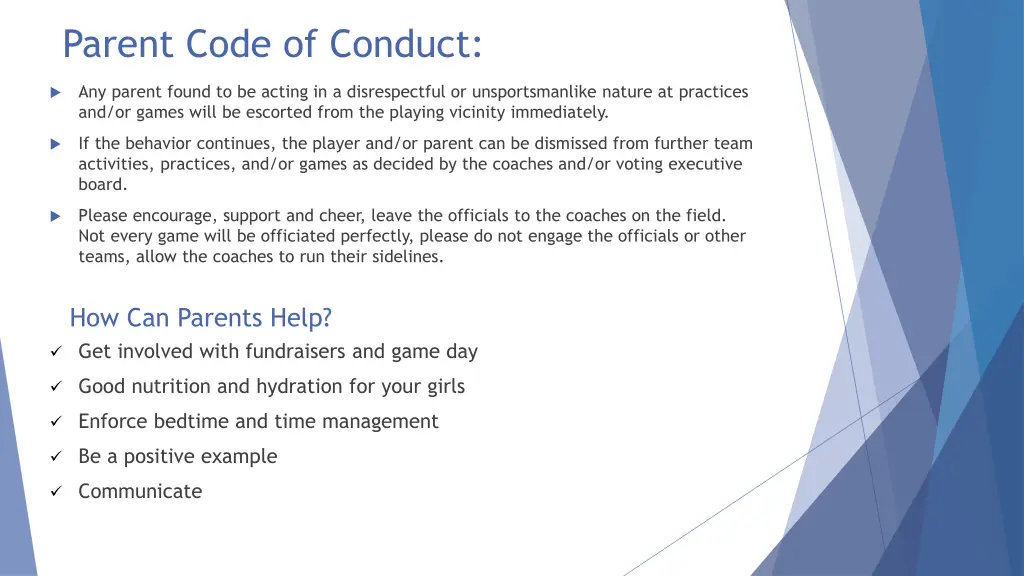 parent code of conduct