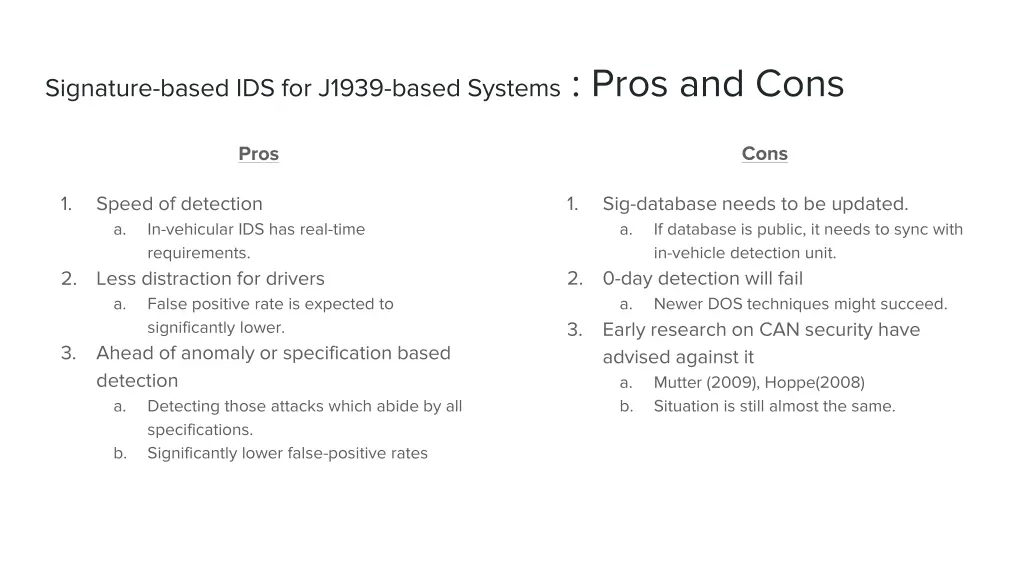 signature based ids for j1939 based systems pros