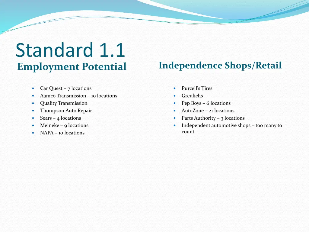 standard 1 1 employment potential 1