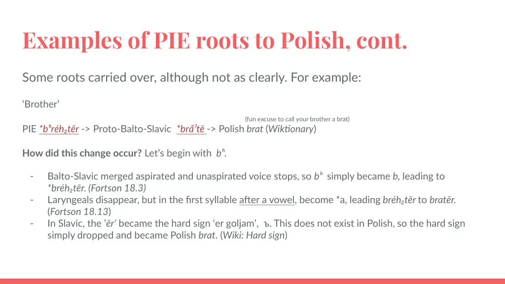 examples of pie roots to polish cont