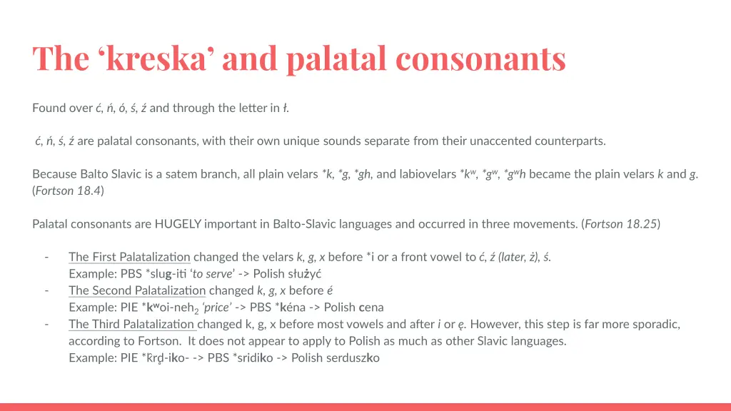 the kreska and palatal consonants