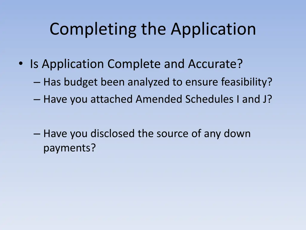 completing the application 2