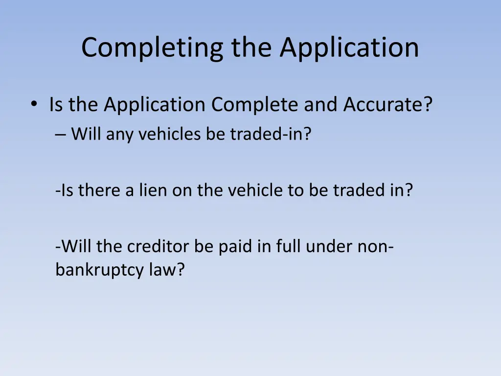 completing the application 3