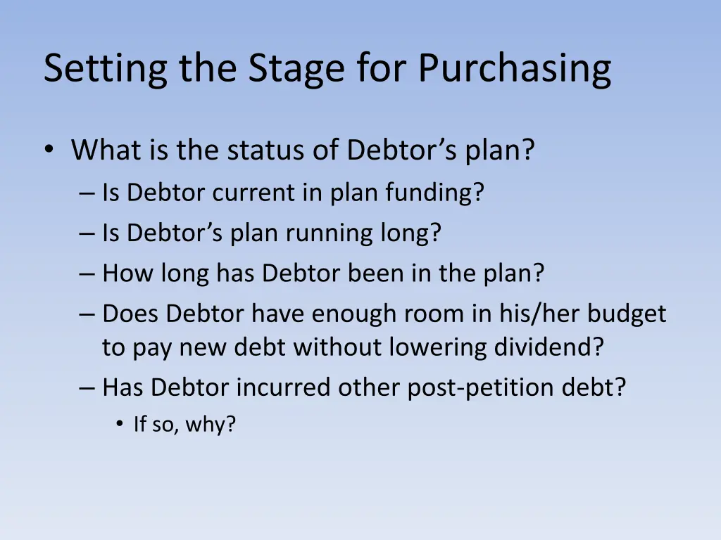 setting the stage for purchasing 1