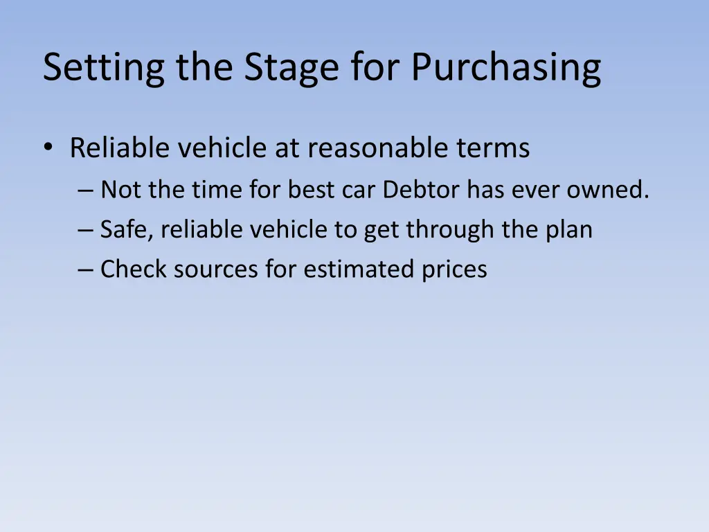 setting the stage for purchasing 2