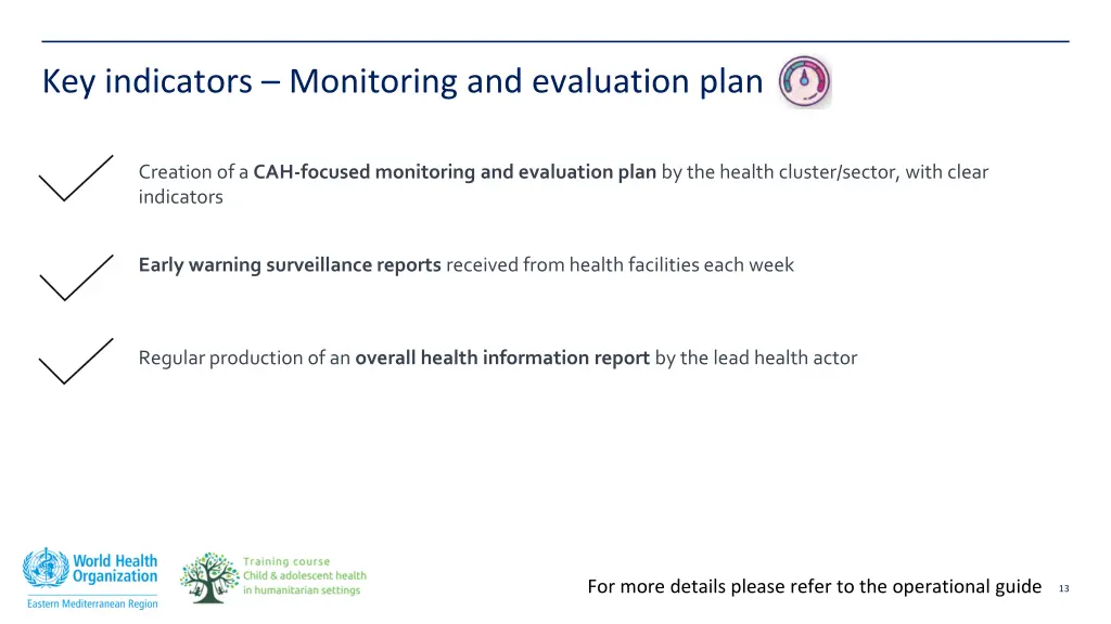 key indicators monitoring and evaluation plan
