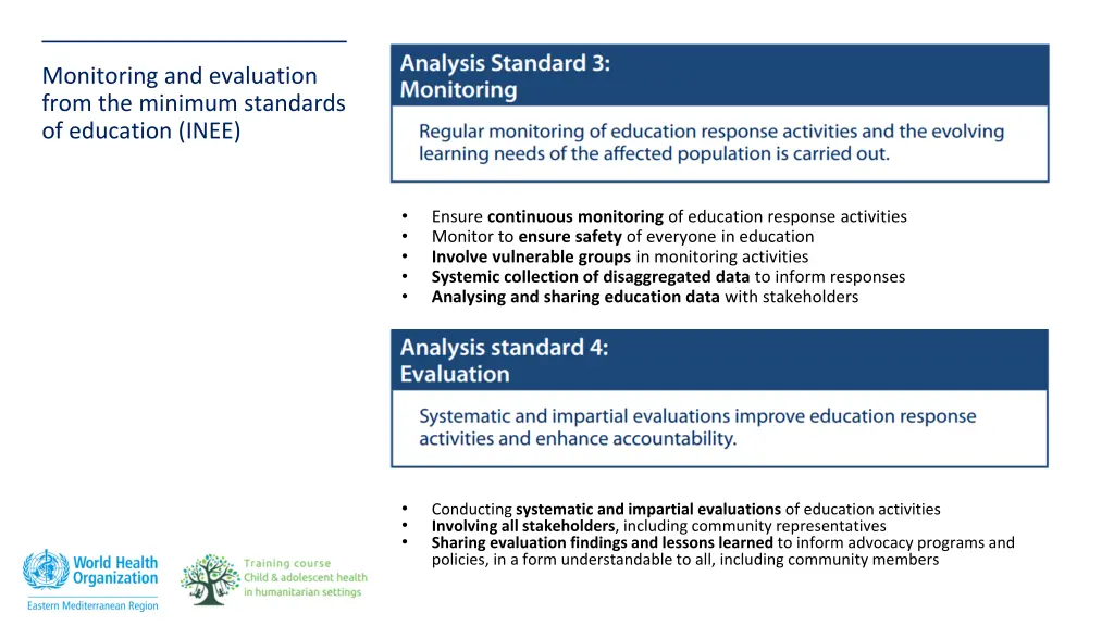 monitoring and evaluation from the minimum