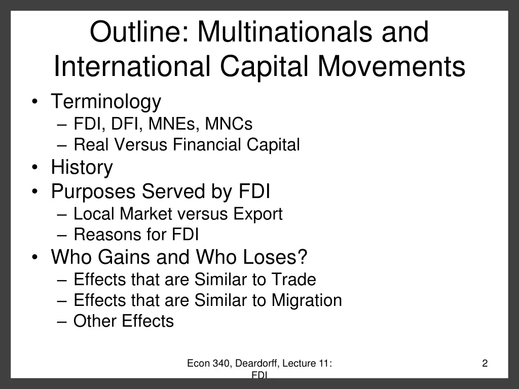 outline multinationals and international capital