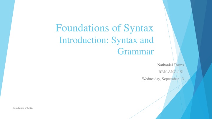 foundations of syntax introduction syntax and