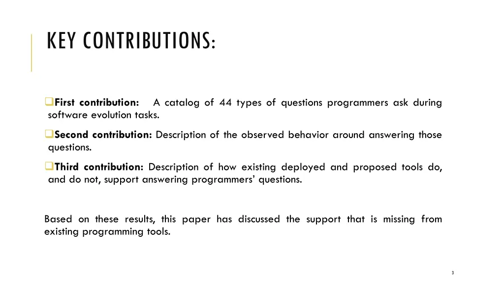 key contributions