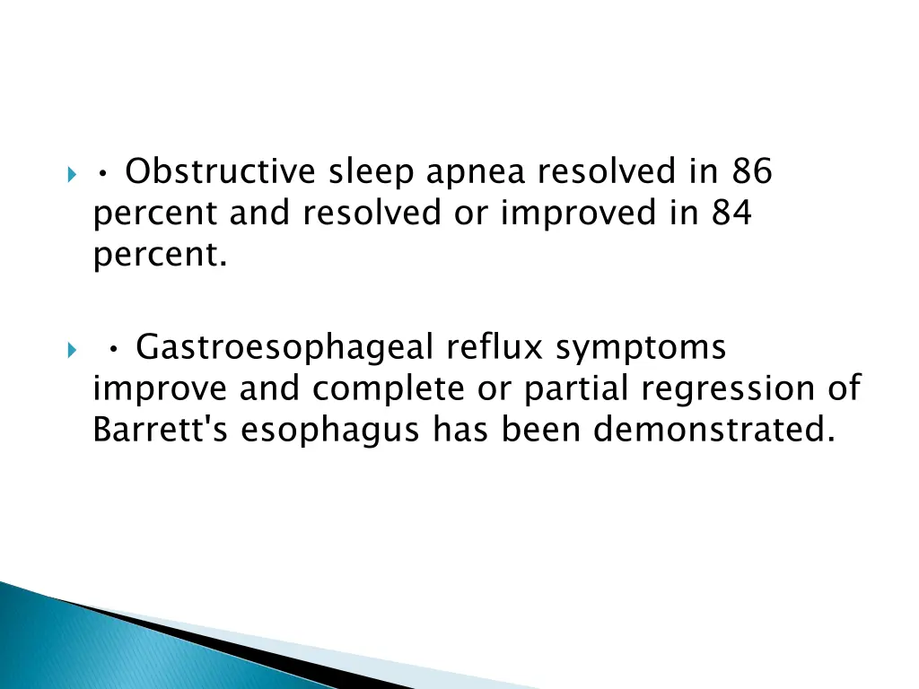 obstructive sleep apnea resolved in 86 percent