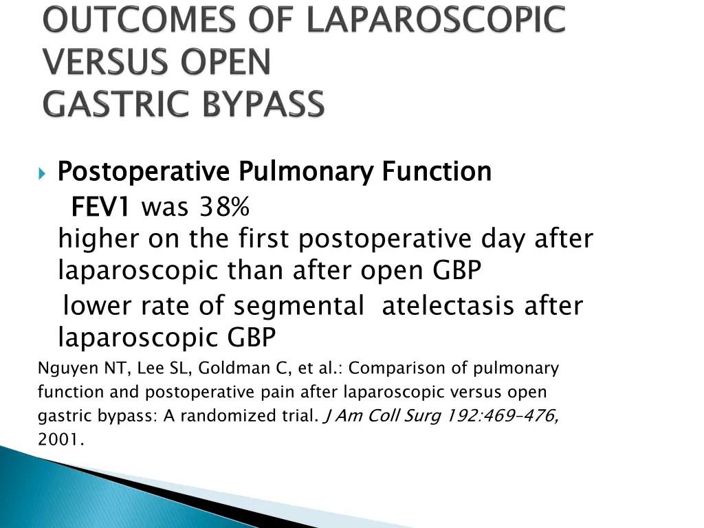 postoperative pulmonary function fev higher