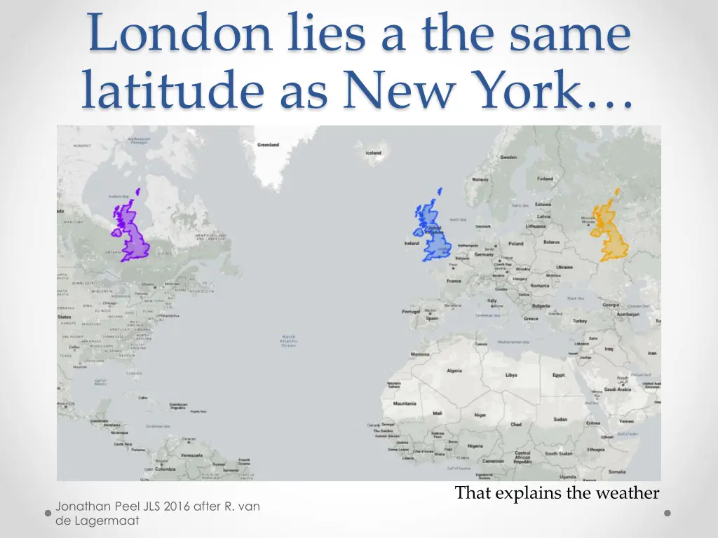 london lies a the same latitude as new york