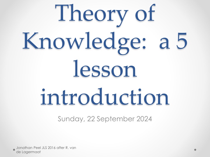 theory of knowledge a 5 lesson introduction