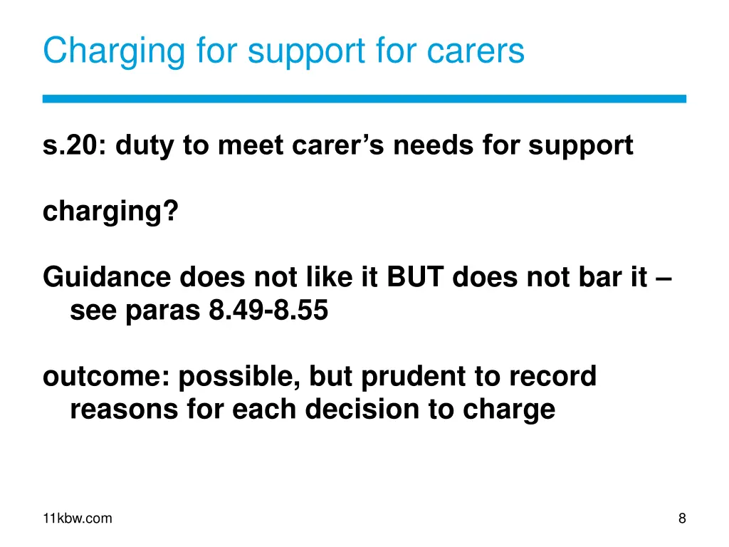 charging for support for carers