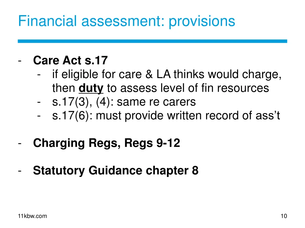 financial assessment provisions