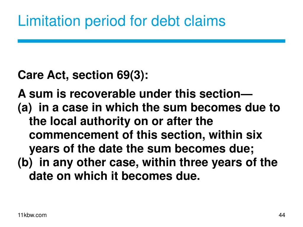 limitation period for debt claims 1