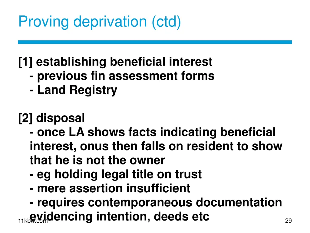 proving deprivation ctd