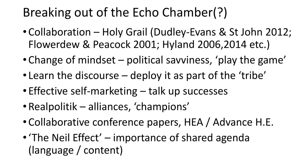 breaking out of the echo chamber collaboration