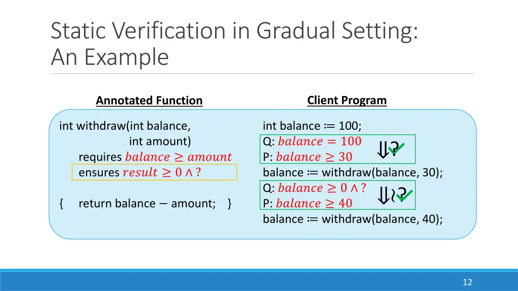 static verification in gradual setting an example