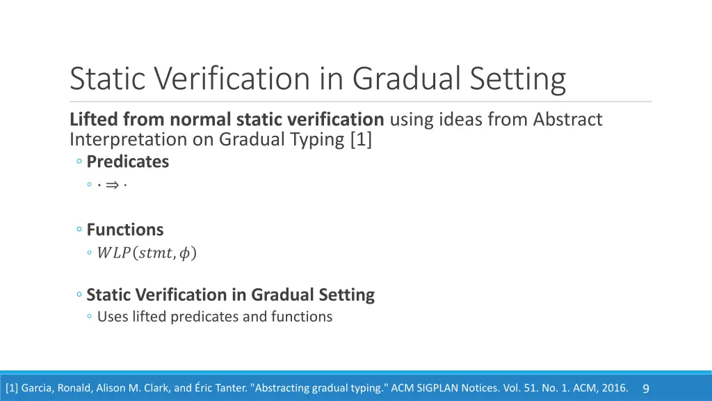 static verification in gradual setting