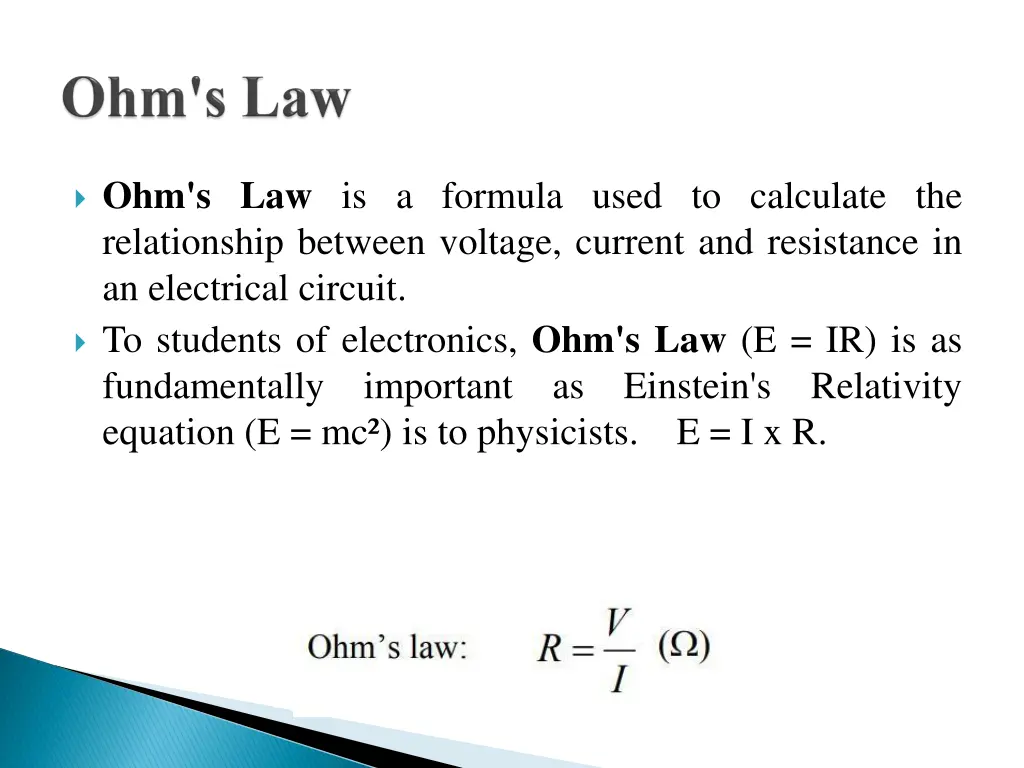 ohm s law is a formula used to calculate