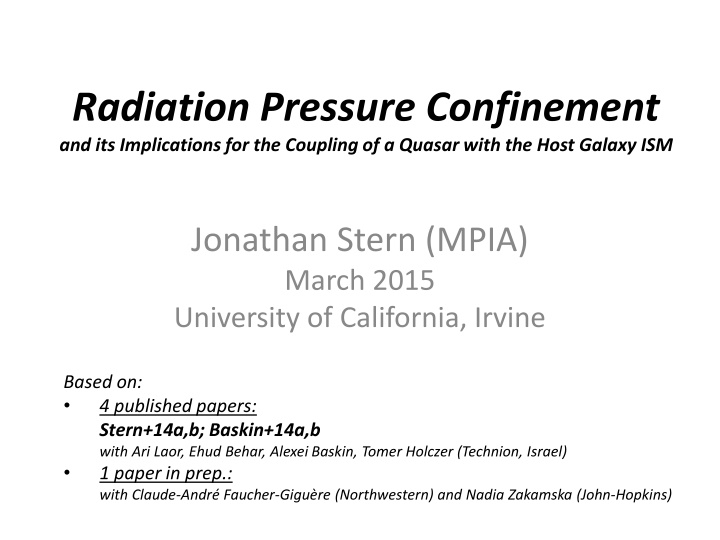 radiation pressure confinement