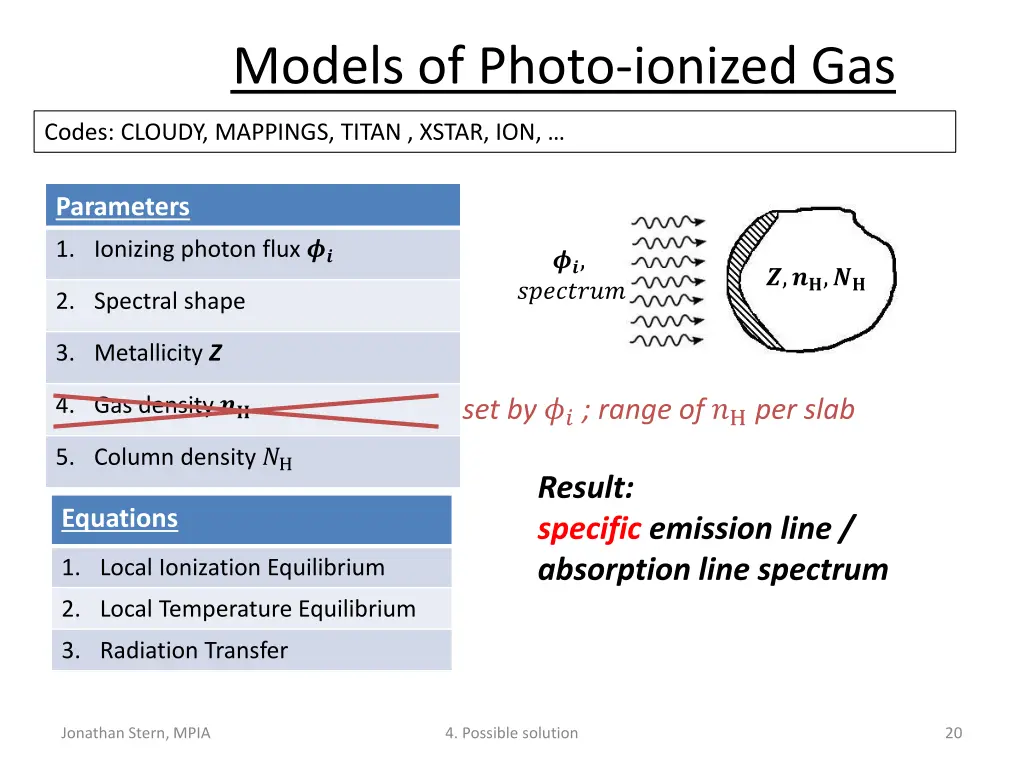 rpc models of photo ionized gas