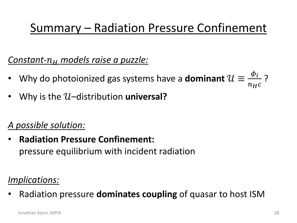 summary radiation pressure confinement