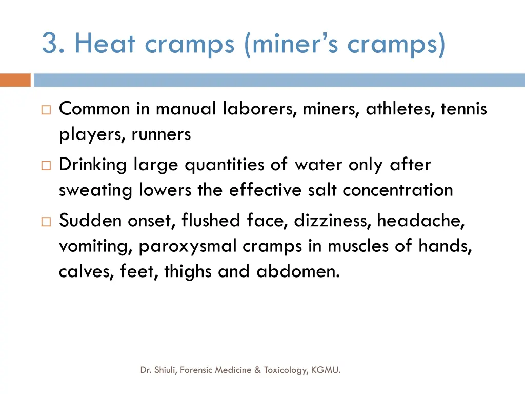 3 heat cramps miner s cramps