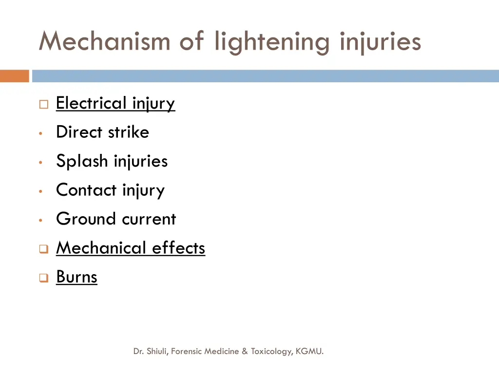 mechanism of lightening injuries