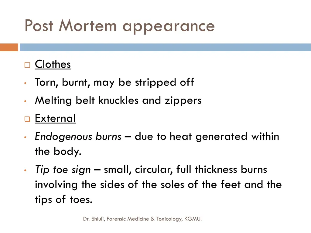 post mortem appearance