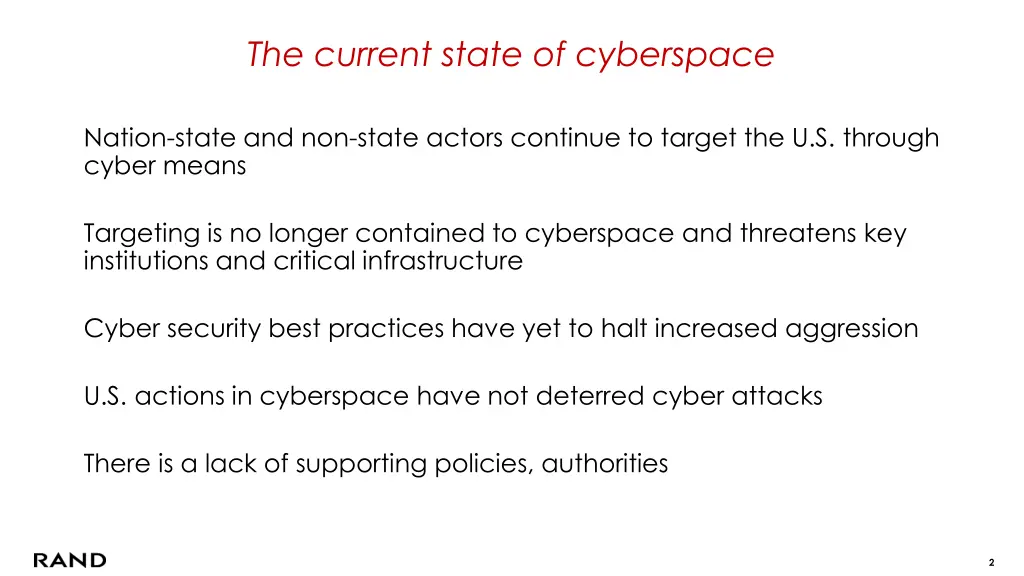 the current state of cyberspace