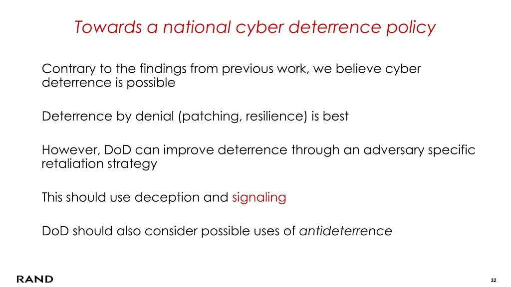 towards a national cyber deterrence policy