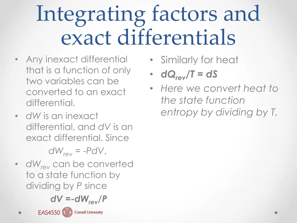 integrating factors and exact differentials