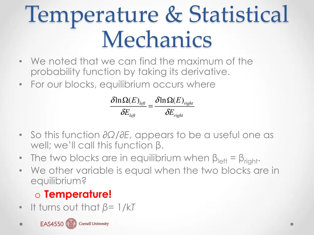 temperature statistical mechanics we noted that